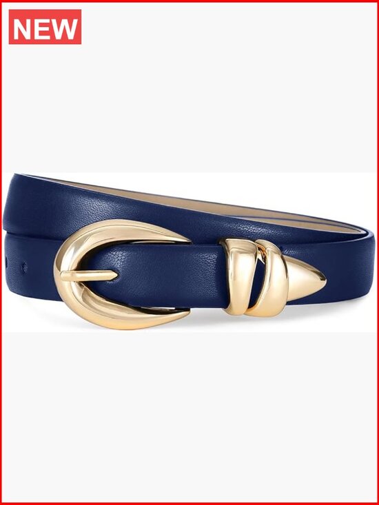 Faux Leather Waist Belt with Gold Buckle for Women main image 5